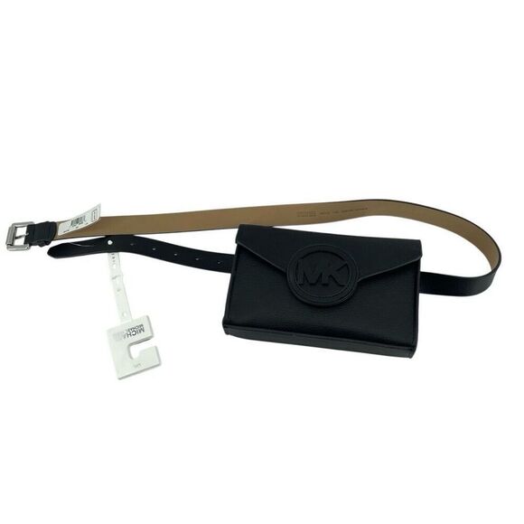 Michael MICHAEL KORS Women’s Black Leather Logo Crossbody Buckle Belt Bag L/XL - Picture 3 of 16